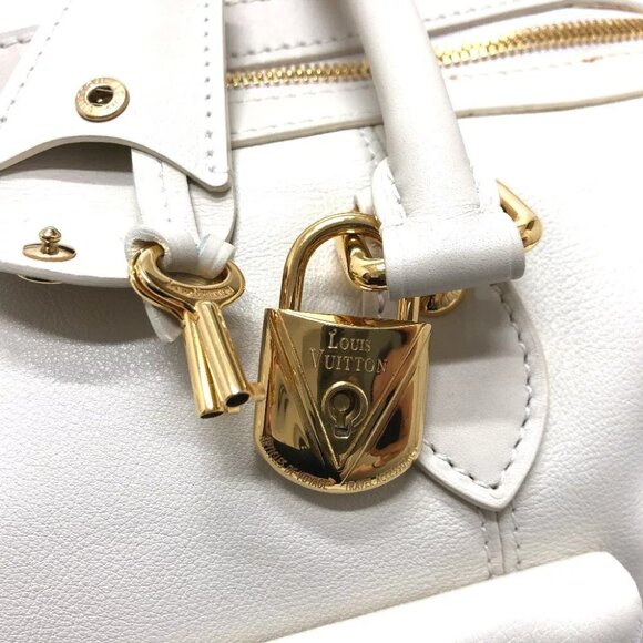 LOUIS VUITTON Sac Louis Special Order Duffle Bag Leather White/GoldHardware - Picture 12 of 14